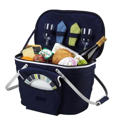 Picnic At Ascot 408 B Collapsible Insulated Picnic Basket For 2 Navy