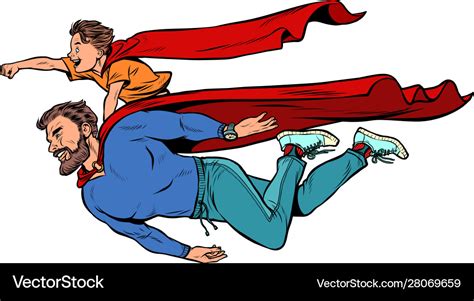 Dad And Son Are Superheroes Fatherhood Royalty Free Vector