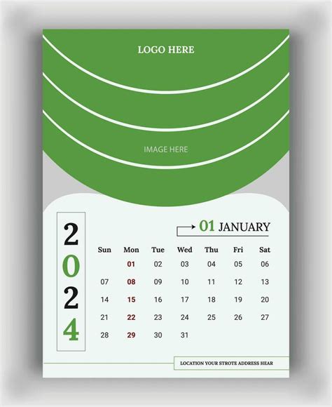 2024 Wall Calendar Template Vector Calendar January Design Creative