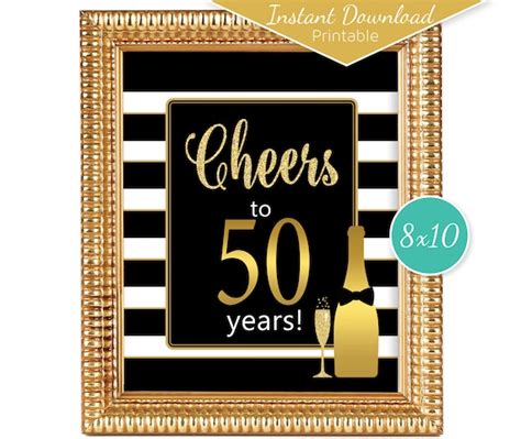 Cheers To 50 Years Printable 8x10 Printable 50th Birthday Etsy