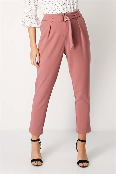 Belted Tailored Trousers In Pink Roman Originals Uk