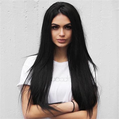 Brazilian Hair Fashion Straight Long Black Color Hair Lace Front Wig