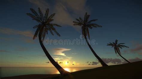 Tropical Island At Amazing Sunset Stock Illustration Illustration Of
