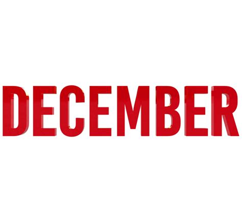 Month Of December 3d Render Red Text 9665863 Png