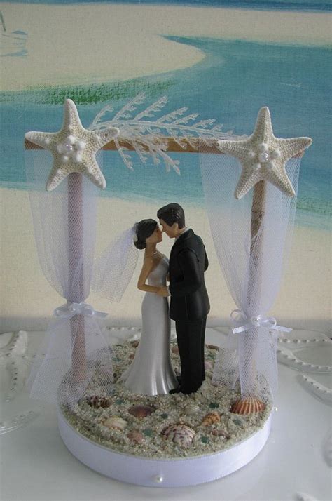 Pergola Beach Wedding Cake Topper~bride And Groom On A Beach Cake