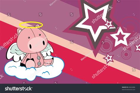 Angel Pig Plush Cartoon Background Vector Stock Vector Royalty Free