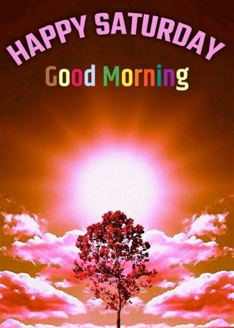 An Image Of A Tree With The Words Happy Saturday Good Morning In Front