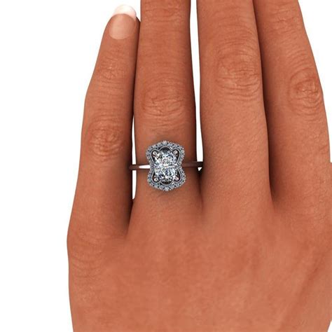 Elongated Cushion Cut Diamond Engagement Ring Vintage Inspired Etsy