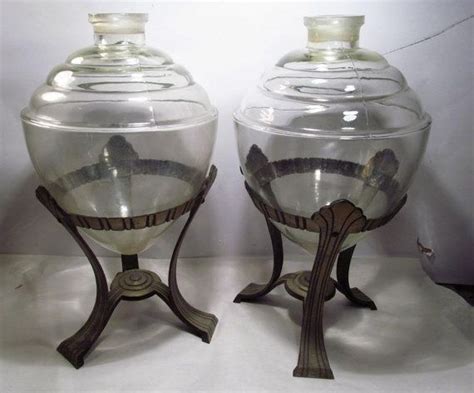 Apothecary Display Jars Rare Pair 2 Antique Art By