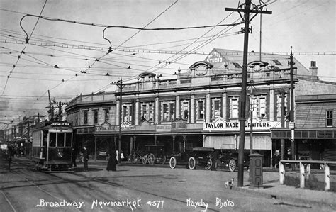 Transpress Nz Electric Tram On Broadway Newmarket Auckland Circa 1920