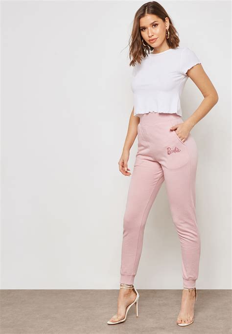 buy missguided pink barbie x joggers for women in mena worldwide