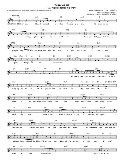Think Of Me Sheet Music Direct