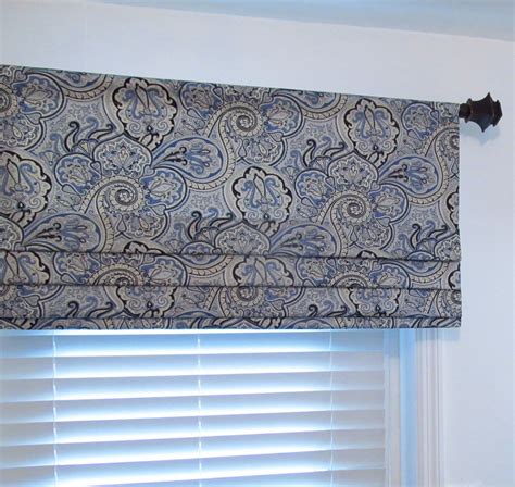 What is a mock roman shade? Faux Roman Shade Waverly Blue Paisley Lined Mock Valance ...