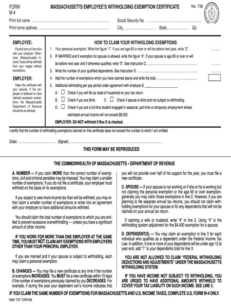 Ma St 4 Fillable Form Printable Forms Free Online