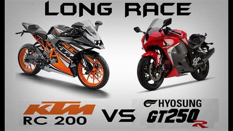 Hyosung Gt250r Vs Ktm Rc 200 Long Race Youtube