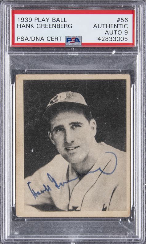 Lot Detail 1939 Play Ball 56 Hank Greenberg Signed Card Psa