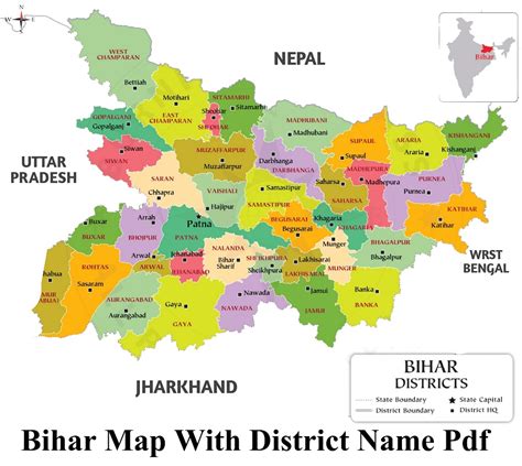 Bihar Map With District Name Pdf Indian Document
