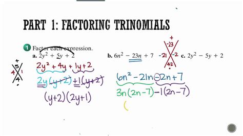 Algebra 1 Section 85 Factoring With A 1 Youtube