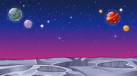 Barren Alien World Space Background Cartoon Clipart Vector Friendlystock
