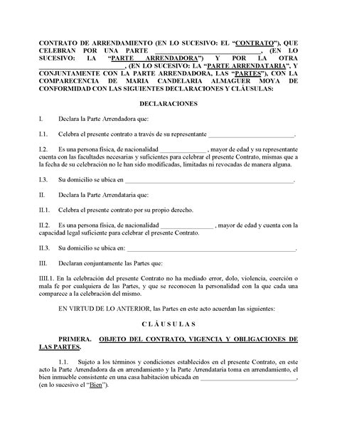 Contrato De Arrendamiento Formato O Machote Legalario En PDF