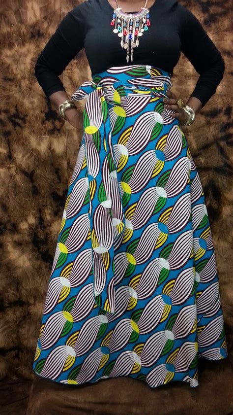 Shop African Wax Print Maxi Skirts High Waist Wrap Skirts Standard Fits