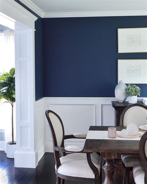 Navy Dining Room With Molding Dining Room Wainscoting Dining Room