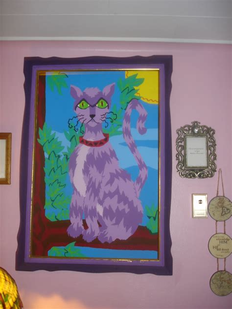 Painting Purple Cat In A Tree Purple Cat Feline Lillies Tree Cats