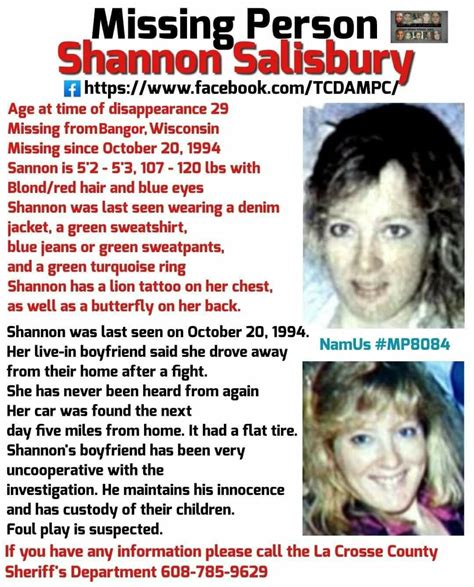 Shannon Salisbury Missing 10201994 Wisconsin Tcdampc Shannon Green Sweatshirt Missing