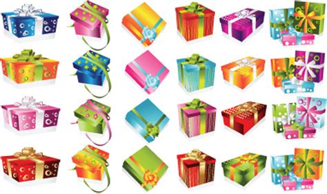 Gift box vector free download. Vivid colored gifts box vector graphics Free vector in ...