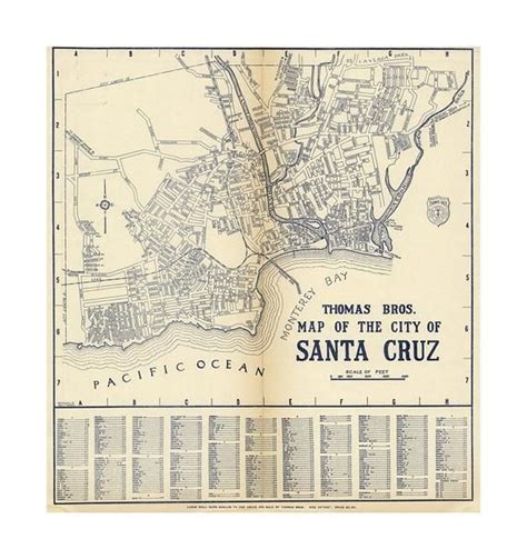 1938 Map Of Santa Cruz California Historic Vintage Antique Etsy