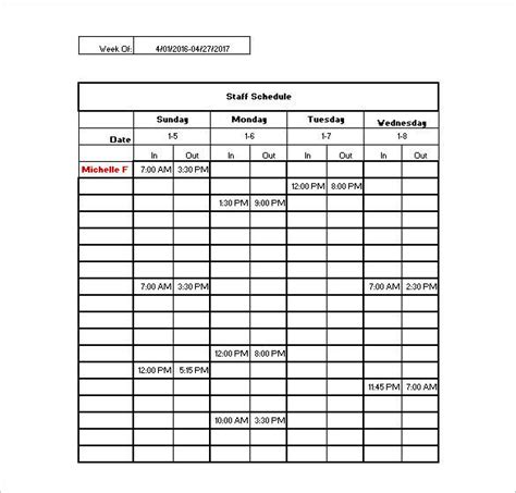 Free 10 Nursing Schedule Samples And Templates In Pdf Ms Word Excel