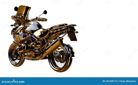 3d Rendering Of A Golden Motorcycle On Isolated On A White Background