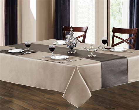 Sonoma Beige And Chocolate Grey Faux Leather Tablecloth Discount Luxury