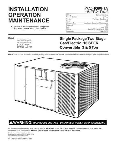 Trane Voyager Parts Manual