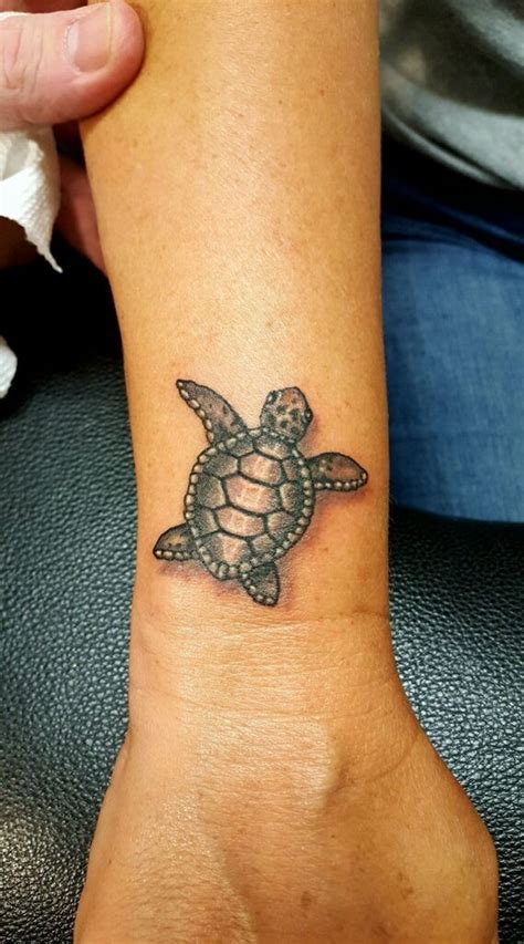 Black Ink Single Line Small Turtle Body Tattoo Art
