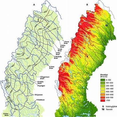Sweden Rivers Map Northern Drainage Basins According