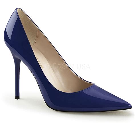 Azul Charol 10 Cm CLASSIQUE 20 Zapatos De Stilettos Tallas Grandes