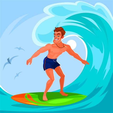Vector Illustration Of A Surfer Download Free Vectors Clipart Graphics And Vector Art