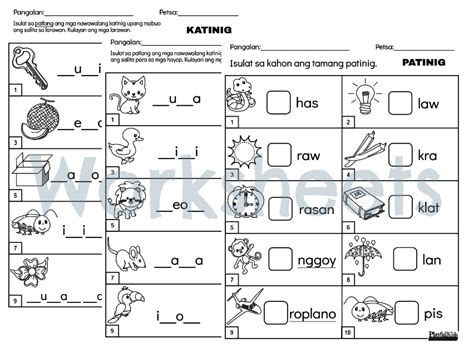 Free Patinig Worksheets Set 2 The Filipino Homeschooler Kindergarten