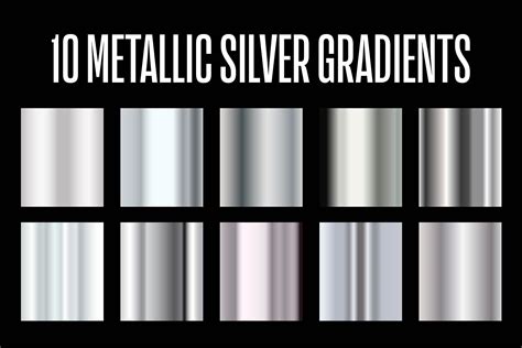 10 Metallic Silver Gradients Ai Gradients Creative Market