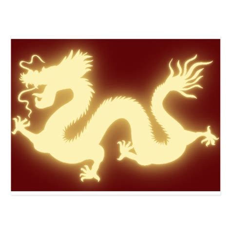 Chinese Dragon Gold On Red For Good Luck Postcard Au