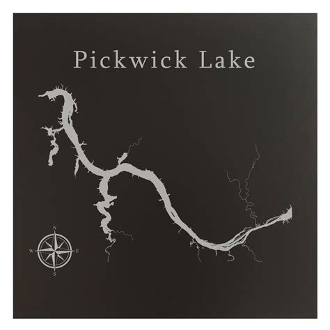 Pickwick Lake Map 12x12 Black Metal Wall Art Office Decor T