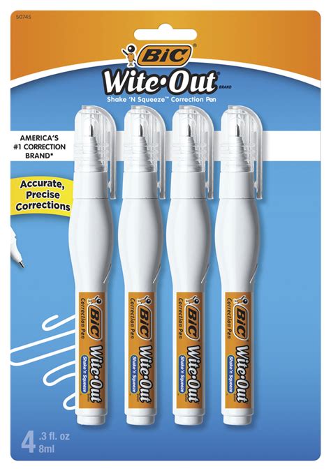 Bic Wite Out Shake N Squeeze Correction Pen 8 Ml Pack Of 4