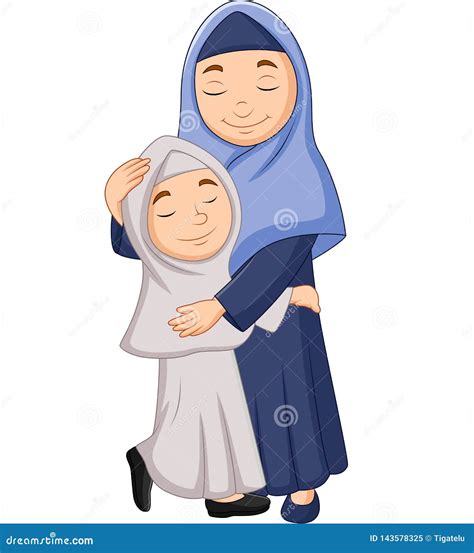 muslim mother and son isolated cartoon vector illustration 105518189