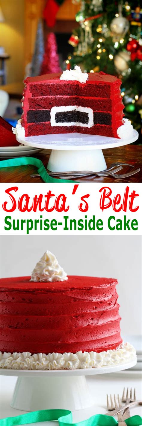 santa s belt surprise inside® cake holiday desserts christmas cake christmas cake recipes