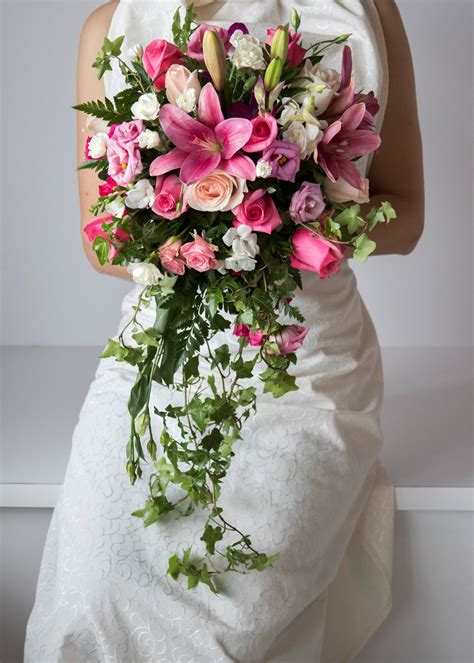 Hot Pink Cascading Bouquet Luda Flower Salon