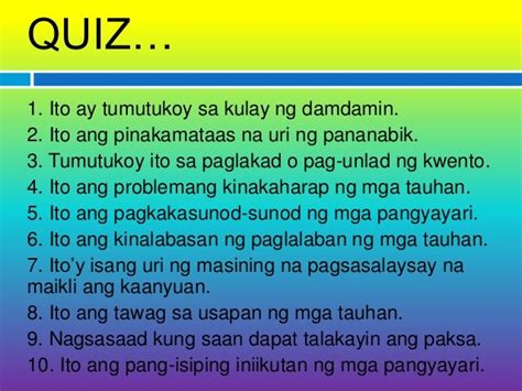 Elemento Ng Maikling Kwento Worksheet Grade 7