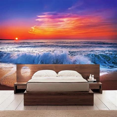 3d Hand Painting Sea Sunset Wall Murals For Living Room Scenery