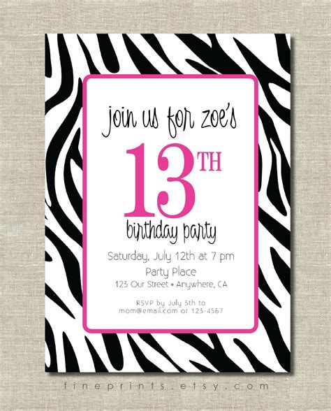 Zebra Print Birthday Party Invitations Invitation Design Blog