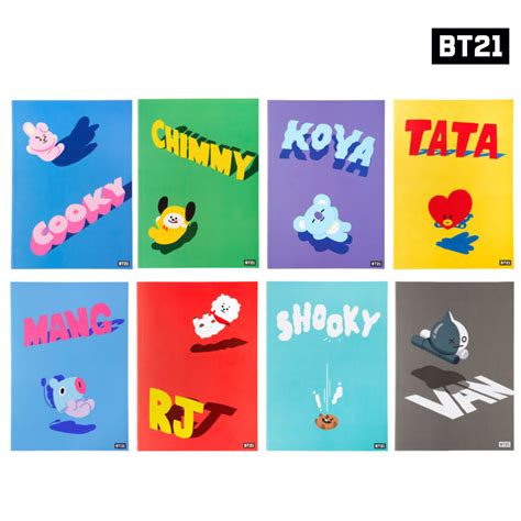 Bts Bt21 Official Authentic Goods B5 Wired Notebook 8set Free Standard